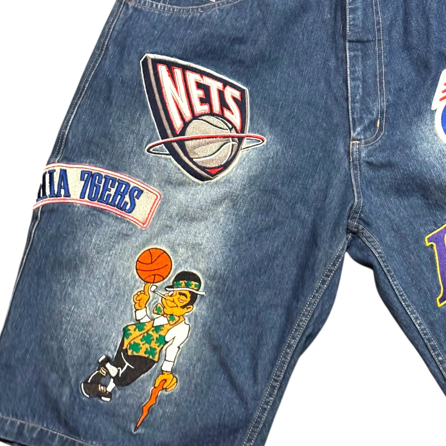 Y2K NBA Denim Patchwork Jorts